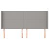 vidaXL Cabeceira cama c/ abas tecido 203x16x118/128 cm cinzento-claro