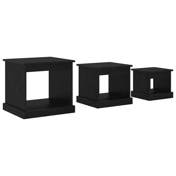 vidaXL Mesa de centro 3 pcs Carvalho Preto Madeira processada