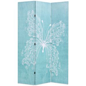 vidaXL Biombo dobr&aacute;vel com estampa de borboleta azul 120x170 cm