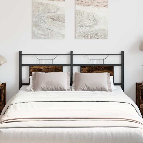 vidaXL Cabeceira de cama 137 cm derivados madeira/a&ccedil;o carvalho fumado