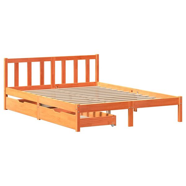 VidaXL Cama sem colchão 140x190 cm pinho maciço castanho-mel