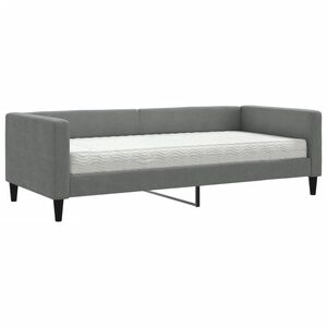 vidaXL Sof&aacute;-cama com colch&atilde;o 90x190 cm tecido cinzento-escuro