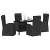 vidaXL Conjunto de Jantar para Jardim com almofada 5 pcs Preto vime PE