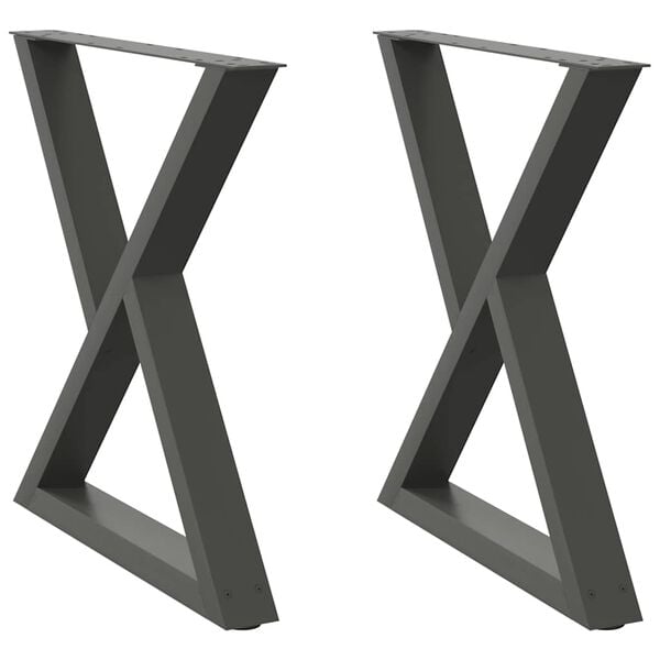 vidaXL P&eacute;s para mesa de jantar 2 pe&ccedil;as antracite 70x(72-73,3) cm a&ccedil;o