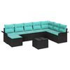 vidaXL Conjunto de Sof&aacute; de Jardim 9 pcs Preto Rattan Sint&eacute;tico