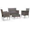 vidaXL 4 pcs conjunto lounge de jardim c/ almofad&otilde;es vime PE cinzento