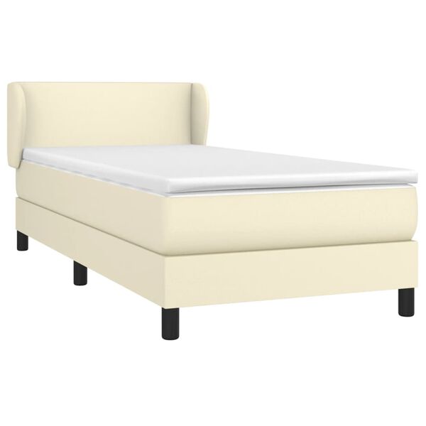 vidaXL Cama com molas/colch&atilde;o 80x200 cm couro artificial cor creme