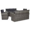 vidaXL 5 pcs conjunto jantar exterior c/ almofad&otilde;es vime PE cinzento