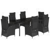 vidaXL 7 pcs conjunto de jantar p/ jardim c/ almofad&otilde;es vime PE preto