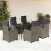 vidaXL 7 pcs conjunto de jantar p/ jardim c/ almofad&otilde;es vime PE cinza