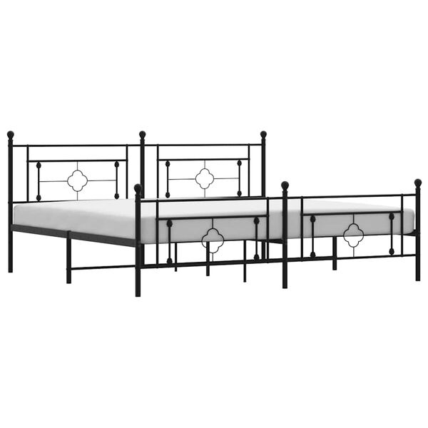 vidaXL Estrutura de cama com cabeceira e p&eacute;s 193x203 cm metal preto