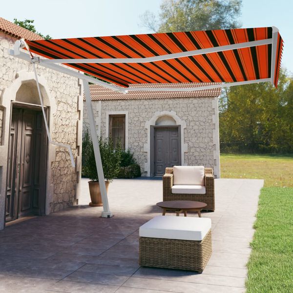 vidaXL Toldo autom&aacute;tico independente 450x350 cm laranja e castanho