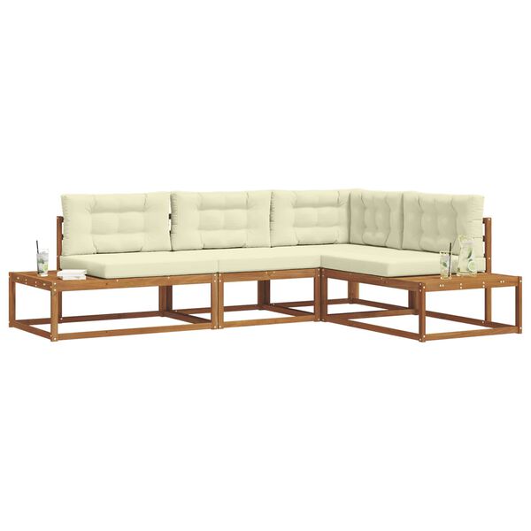 vidaXL Conjunto de Sof&aacute;s para Exterior 4 Pe&ccedil;a Natural e Creme