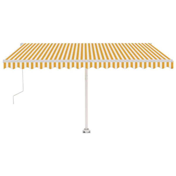 vidaXL Toldo autom&aacute;tico LED e sensor de vento 450x350cm amarelo/branco