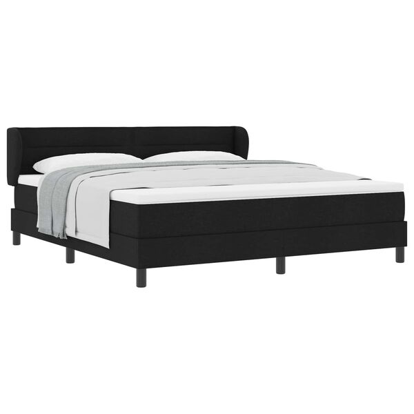 vidaXL Cama Box com colch&atilde;o com cabeceira Preto 180 x 200 cm tecido
