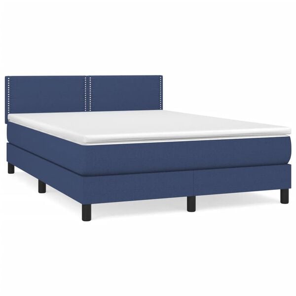 vidaXL Cama com molas/colch&atilde;o 140x190 cm tecido azul