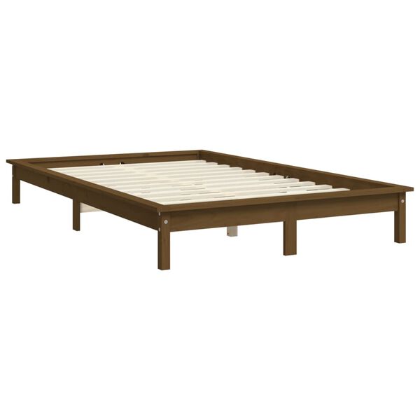 vidaXL Estrutura cama pequena de casal 120x190 cm pinho castanho-mel