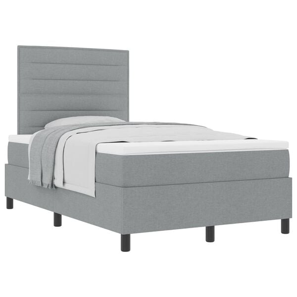 vidaXL Cama Box com colch&atilde;o Cinzento-claro 120 x 190 cm tecido