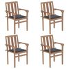 vidaXL Cadeiras de jardim empilh&aacute;veis c/ almofad&otilde;es 4 pcs teca maci&ccedil;a
