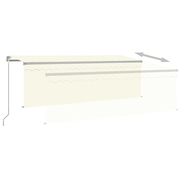vidaXL Toldo retr&aacute;til manual com estore/LED 4,5x3 m cor creme
