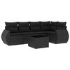 vidaXL 6 pcs conjunto sof&aacute;s de jardim c/ almofad&otilde;es vime PE preto