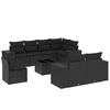vidaXL 9 pcs conjunto de sof&aacute;s p/ jardim c/ almofad&otilde;es vime PE preto