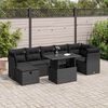 vidaXL 8 pcs conjunto sof&aacute;s de jardim com almofad&otilde;es vime PE preto