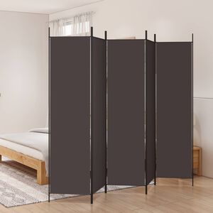 vidaXL Biombo/divis&oacute;ria com 5 pain&eacute;is 250x200 cm tecido castanho