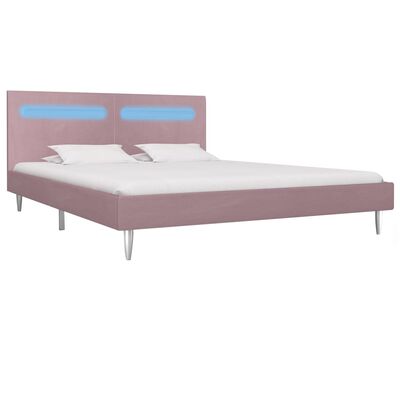 vidaXL Estrutura de cama com LED 180x200 cm tecido cor-de-rosa