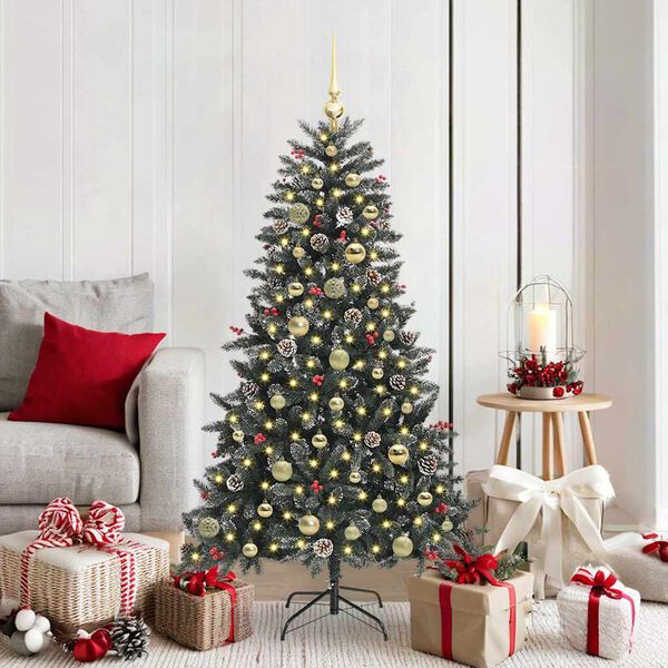 vidaXL &Aacute;rvore de Natal Artificial Verde 150 cm PVC, Pl&aacute;stico e A&ccedil;o
