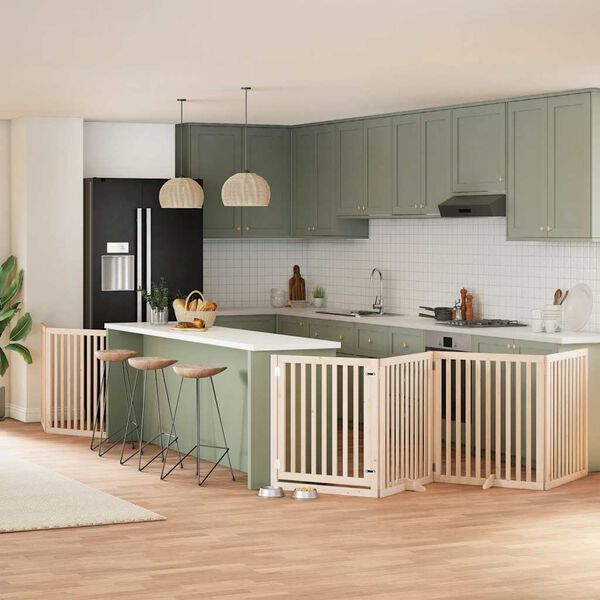 vidaXL Portão para cães com porta dobrável 6 painéis 480 cm álamo