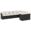 vidaXL 9 pcs conjunto de sof&aacute;s p/ jardim c/ almofad&otilde;es vime PE preto