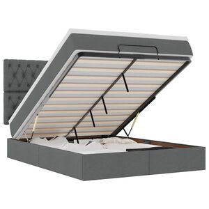 vidaXL Estrutura de cama otomana com colch&atilde;o 140x190cm cinzento escuro