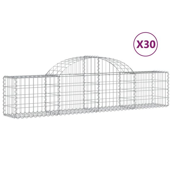 vidaXL Cestos gabião arqueados 30pcs 200x30x40/60 cm ferro galvanizado