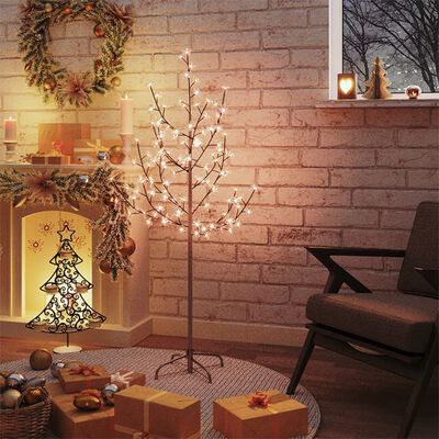 vidaXL Cerejeira com 84 luzes LEDs 120 cm branco quente