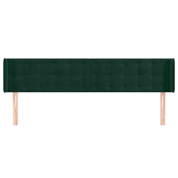 vidaXL Cabeceira de cama c/ abas veludo 203x16x78/88cm verde-escuro