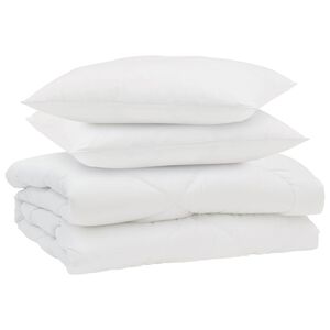 vidaXL Edredom de Ver&atilde;o Simples 3 pcs Branco Microfibra