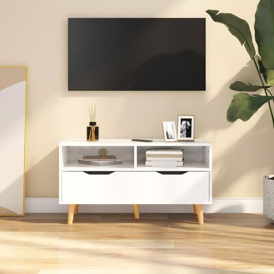 vidaXL Móvel de TV 90x40x48,5 cm derivados de madeira branco brilhante