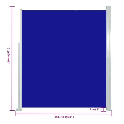 vidaXL Toldo lateral retrátil para pátio 160x500 cm azul
