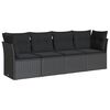 vidaXL 4 pcs conjunto de sof&aacute;s para jardim c/ almofad&otilde;es vime PE preto