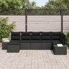 vidaXL Conjunto de Sof&aacute; de Jardim com almofada 7 pcs Preto vime PE