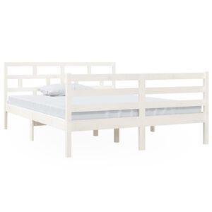 vidaXL Estrutura de cama 140x190 cm madeira de pinho maci&ccedil;a branco
