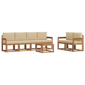 vidaXL Conjunto de Sof&aacute;s para Exterior 7 pcs Natural e Bege