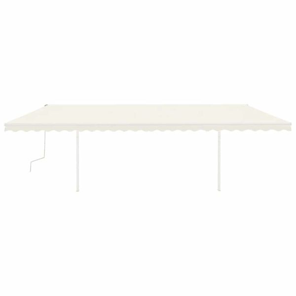 vidaXL Toldo retr&aacute;til manual com postes 6x3 m cor creme