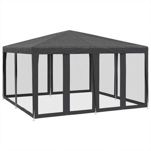 vidaXL Tenda p/ festas 8 paredes laterais malha 4x4 m PEAD antracite