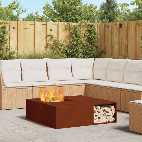 vidaXL Fire Pit Castanho 100 x 100 x 30 cm