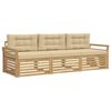 vidaXL Conjunto de Sof&aacute;s para Exterior 3 unid. Branco e Bege