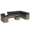 vidaXL 10 pcs conjunto sof&aacute;s de jardim c/ almofad&otilde;es vime PE cinzento