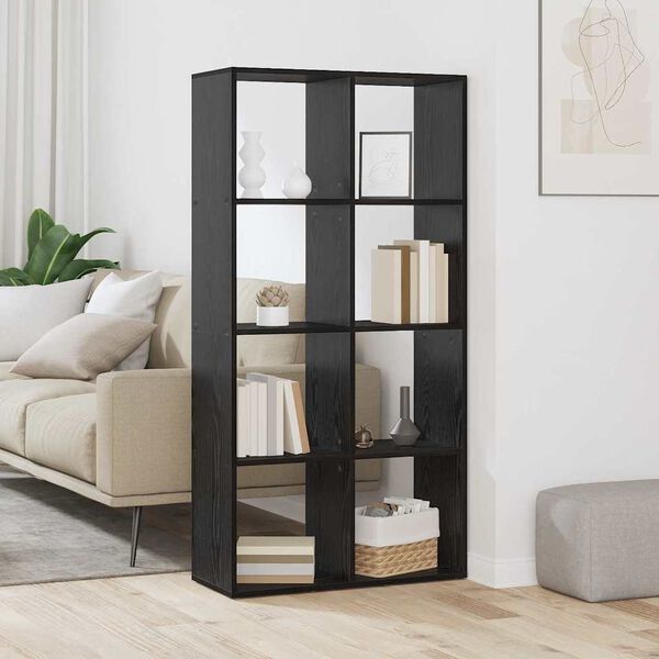 vidaXL Gabinete de Livros Carvalho Preto 69,5 x 29 x 137,5 cm