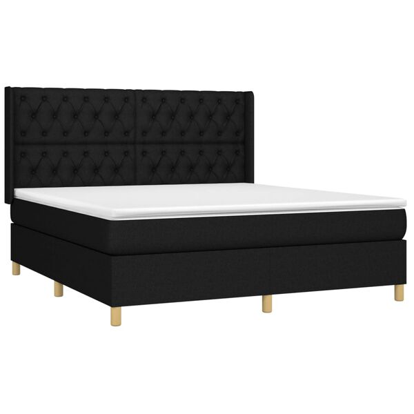 vidaXL Cama box spring c/ colch&atilde;o e LED 160x200 cm tecido preto